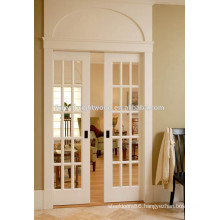 15 Lites White Hinged French Doors, Glass Pocket Doors